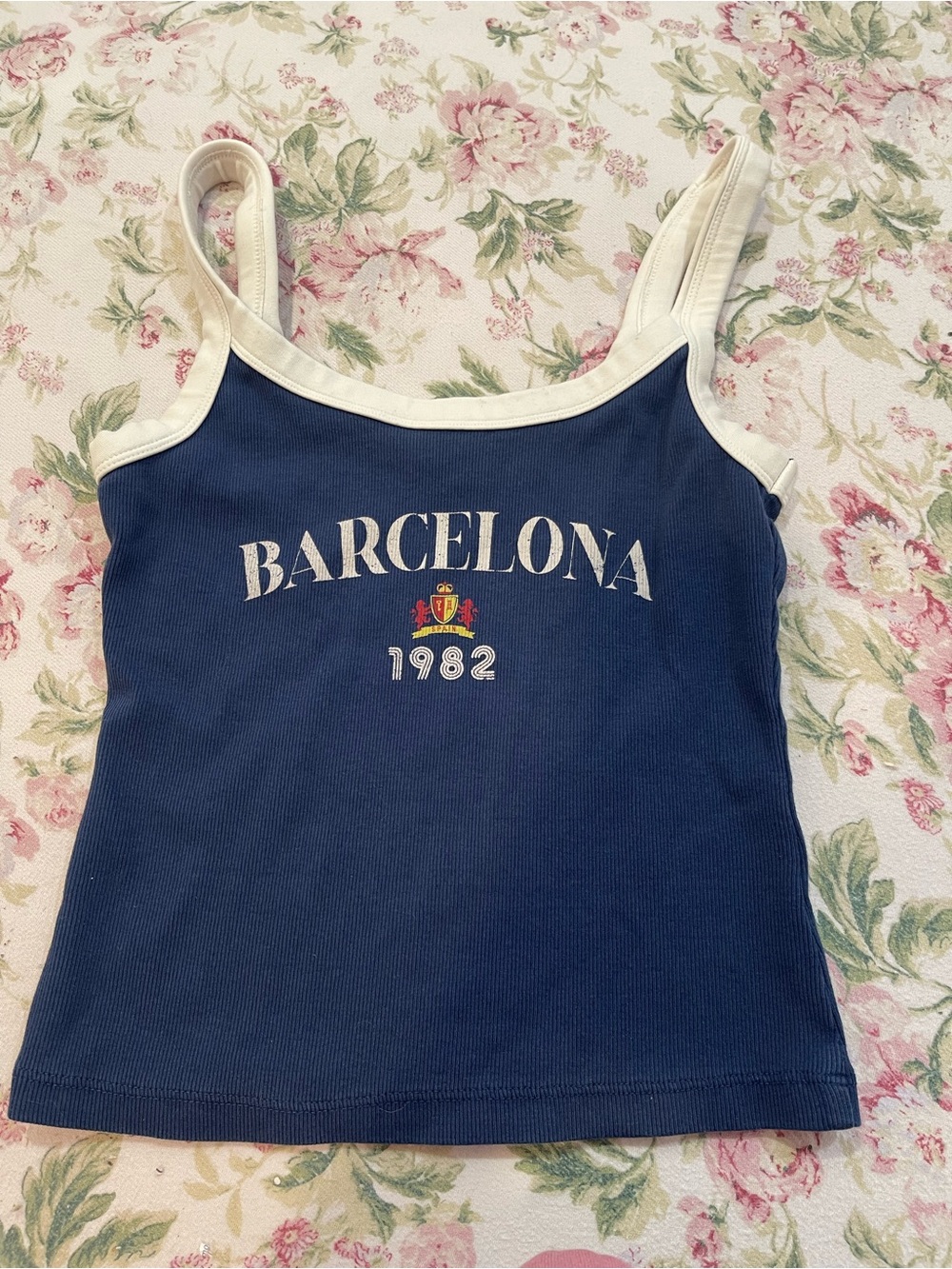 Arizona Jean Company Navy Tank Top with Cream Trim